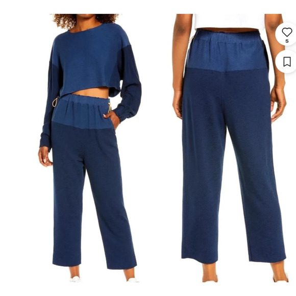 Free People Movement Set XS Blue Long Sleeve Crop Pant Surfside - Picture 2 of 11